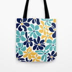 Abstract Flower, Yellow, Navy, Teal Tote Bag Gallery Image 1