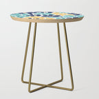 Abstract Flower, Yellow, Navy, Teal Side Table Gallery Image 1