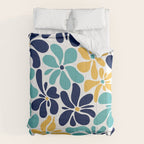 Abstract Flower, Yellow, Navy, Teal Comforter Gallery Image 6