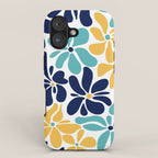 Abstract Flower, Yellow, Navy, Teal iPhone Case Gallery Image 1