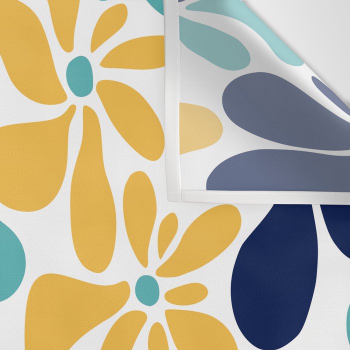 Abstract Flower, Yellow, Navy, Teal Wall Tapestry Gallery Image 3