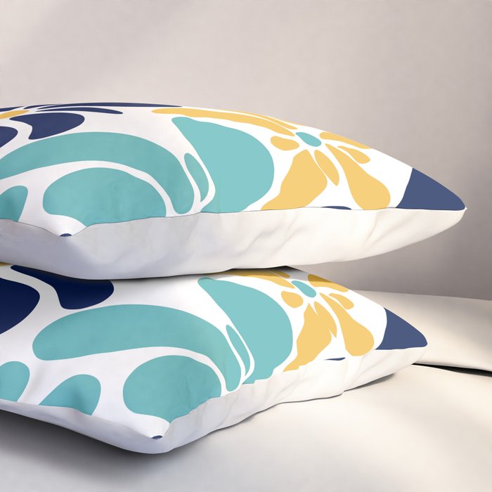 Abstract Flower, Yellow, Navy, Teal Pillow Sham Gallery Image 3