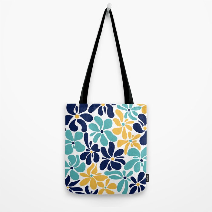 Abstract Flower, Yellow, Navy, Teal Tote Bag Gallery Image 2