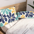 Abstract Flower, Yellow, Navy, Teal Pillow Sham Gallery Image 2