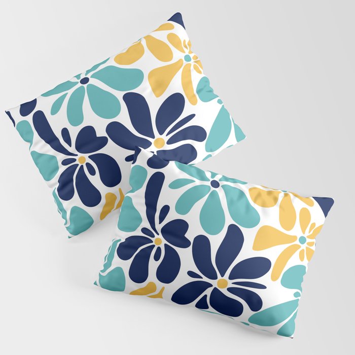 Abstract Flower, Yellow, Navy, Teal Pillow Sham Gallery Image 3