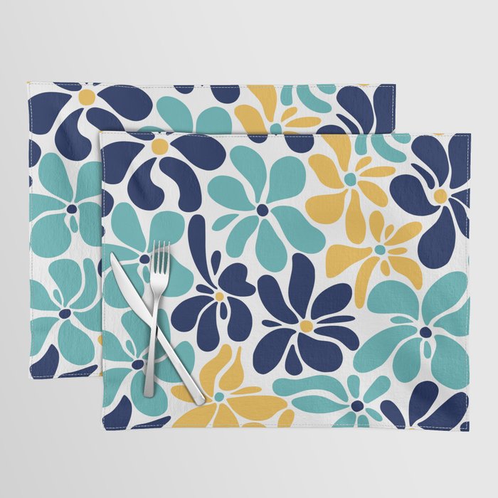 Abstract Flower, Yellow, Navy, Teal Placemat Gallery Image 1