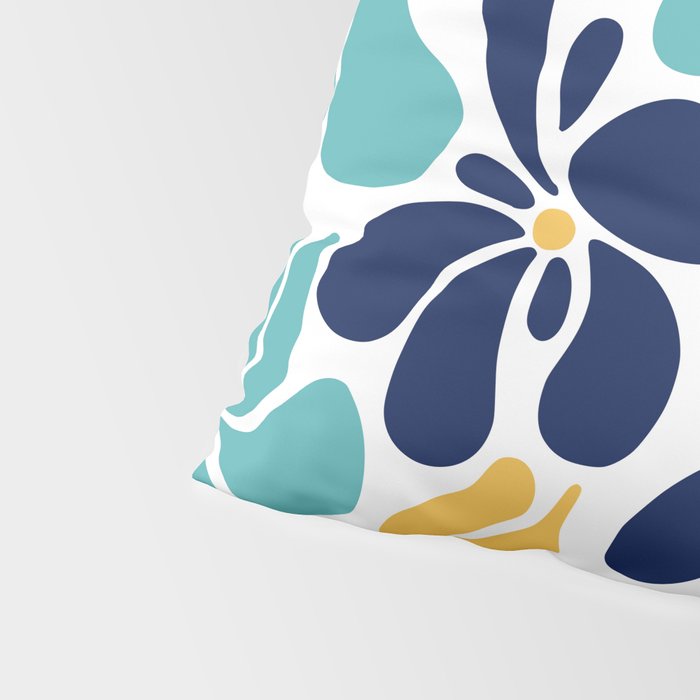 Abstract Flower, Yellow, Navy, Teal Pillow Sham Gallery Image 4