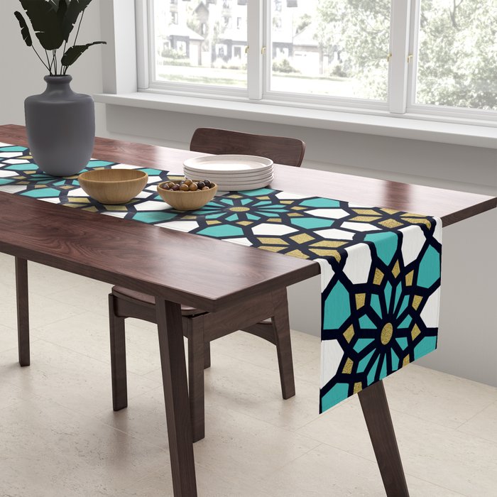 Persian Mosaic - Turquoise & Gold Palette Table Runner Gallery Image 2