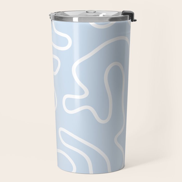 Pastel Squiggle Maze Abstract Minimalist Pale Light Blue Pattern Travel Mug Gallery Image 2