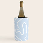 Pastel Squiggle Maze Abstract Minimalist Pale Light Blue Pattern Wine Chiller Gallery Image 3