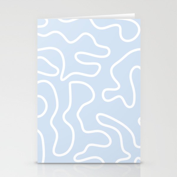 Pastel Squiggle Maze Abstract Minimalist Pale Light Blue Pattern Stationery Card Gallery Image 1