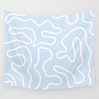 Pastel Squiggle Maze Abstract Minimalist Pale Light Blue Pattern Wall Tapestry Gallery Image 4
