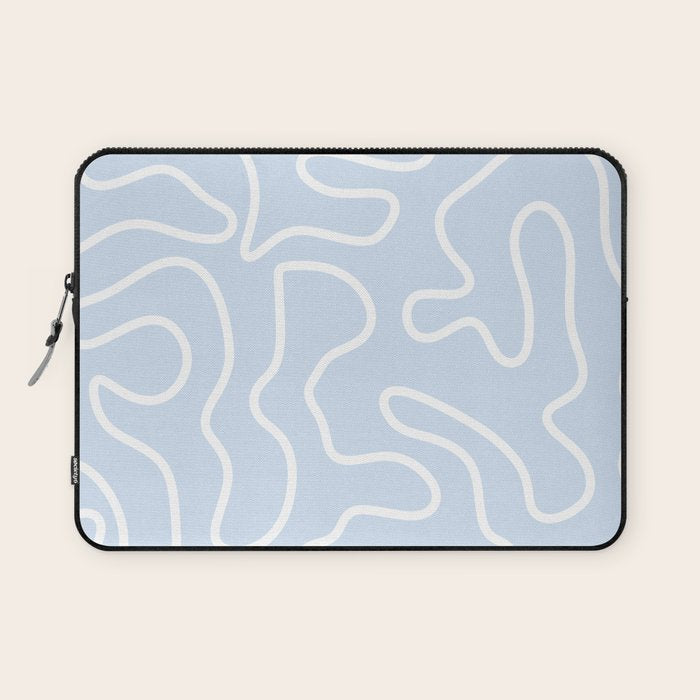 Pastel Squiggle Maze Abstract Minimalist Pale Light Blue Pattern Laptop Sleeve Gallery Image 1