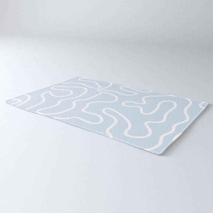 Pastel Squiggle Maze Abstract Minimalist Pale Light Blue Pattern Rug Gallery Image 3