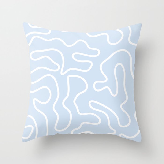 Pastel Squiggle Maze Abstract Minimalist Pale Light Blue Pattern Throw Pillow Gallery Image 1