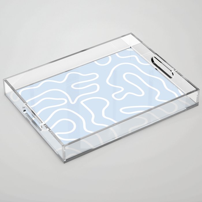 Pastel Squiggle Maze Abstract Minimalist Pale Light Blue Pattern Acrylic Tray Gallery Image 1