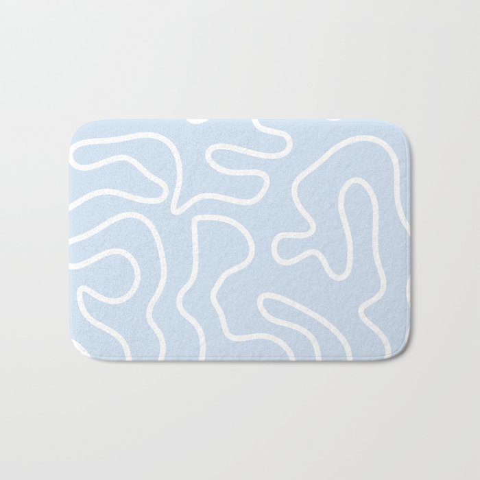 Pastel Squiggle Maze Abstract Minimalist Pale Light Blue Pattern Bath Mat Gallery Image 1