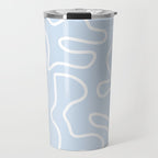 Pastel Squiggle Maze Abstract Minimalist Pale Light Blue Pattern Travel Mug Gallery Image 1