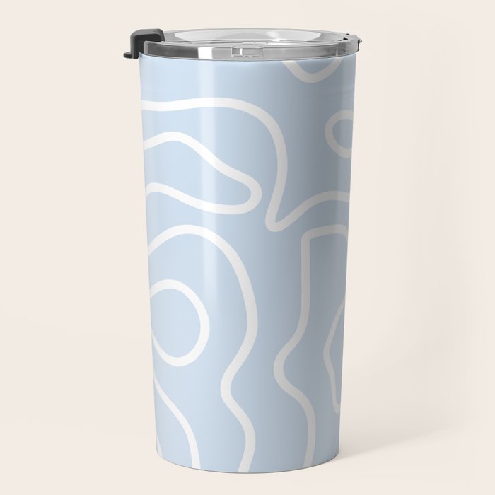 Pastel Squiggle Maze Abstract Minimalist Pale Light Blue Pattern Travel Mug Gallery Image 3