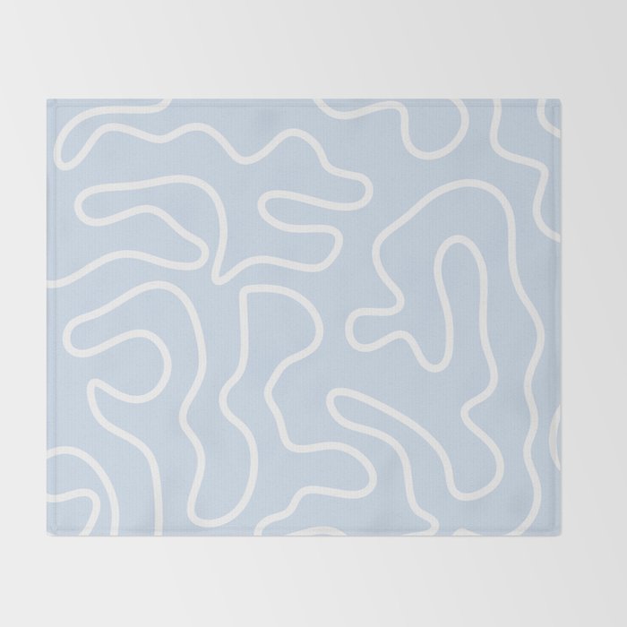 Pastel Squiggle Maze Abstract Minimalist Pale Light Blue Pattern Throw Blanket Gallery Image 2