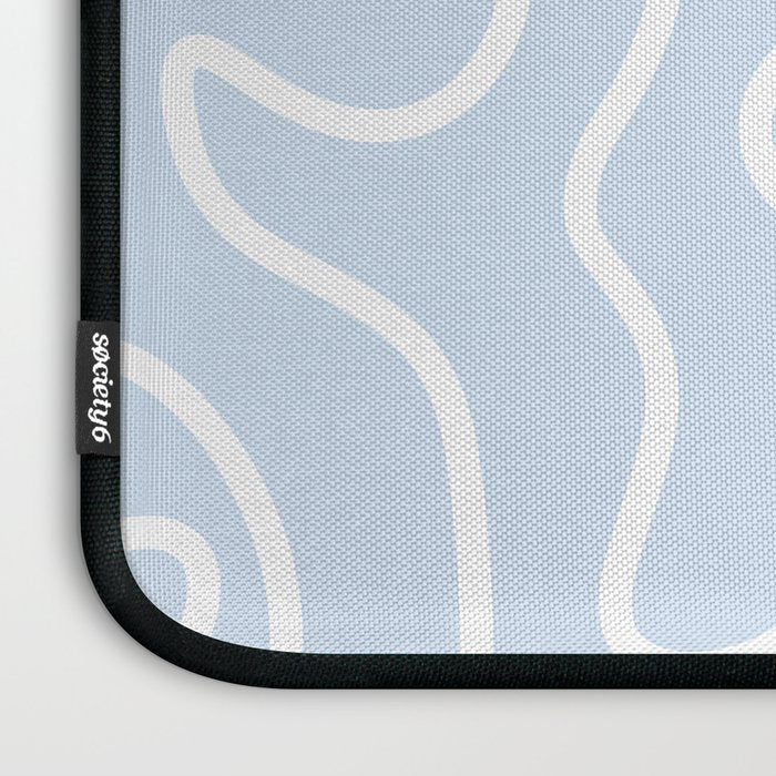 Pastel Squiggle Maze Abstract Minimalist Pale Light Blue Pattern Laptop Sleeve Gallery Image 3