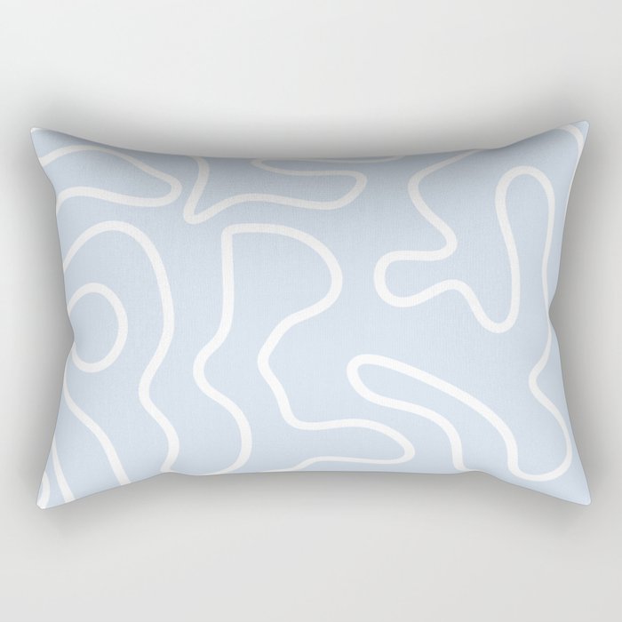 Pastel Squiggle Maze Abstract Minimalist Pale Light Blue Pattern Rectangular Pillow Gallery Image 2