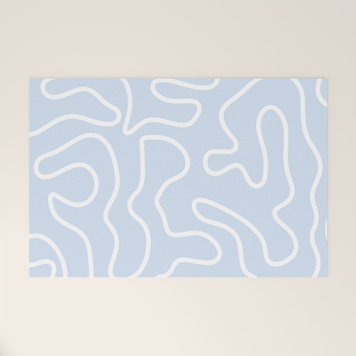 Pastel Squiggle Maze Abstract Minimalist Pale Light Blue Pattern Welcome Mat Gallery Image 1