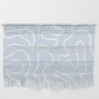 Pastel Squiggle Maze Abstract Minimalist Pale Light Blue Pattern Wall Hanging Gallery Image 1