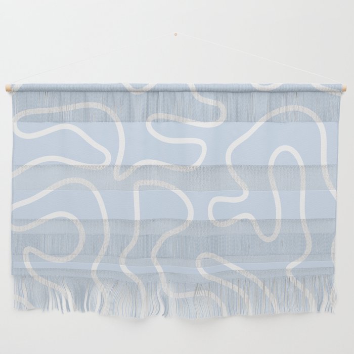 Pastel Squiggle Maze Abstract Minimalist Pale Light Blue Pattern Wall Hanging Gallery Image 1