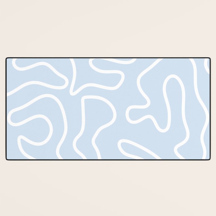 Pastel Squiggle Maze Abstract Minimalist Pale Light Blue Pattern Desk Mat Gallery Image 3