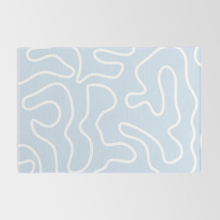 Pastel Squiggle Maze Abstract Minimalist Pale Light Blue Pattern Rug Gallery Image 2