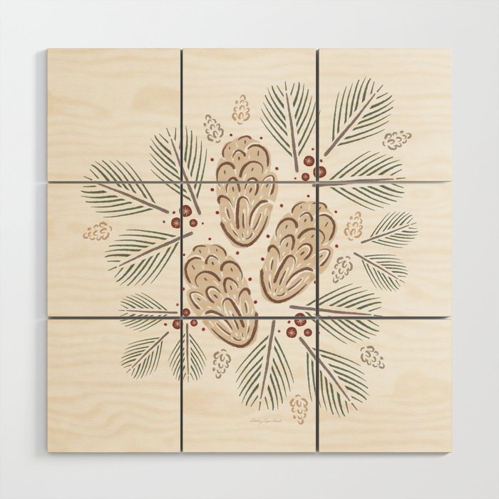 Pinecones and Pine needles Wood Wall Art Gallery Image 1
