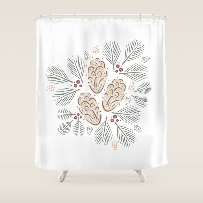 Pinecones and Pine needles Shower Curtain Gallery Image 1