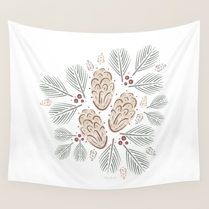 Pinecones and Pine needles Wall Tapestry Gallery Image 1