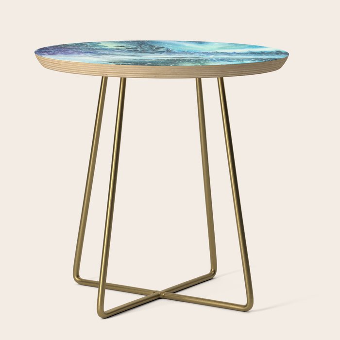 Snowy Northern Lights Forest Landscape Side Table Gallery Image 1