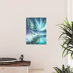 Snowy Northern Lights Forest Landscape Poster Gallery Image 2