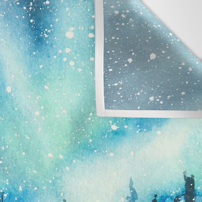 Snowy Northern Lights Forest Landscape Wall Tapestry Gallery Image 3