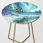 Snowy Northern Lights Forest Landscape Side Table Gallery Image 2