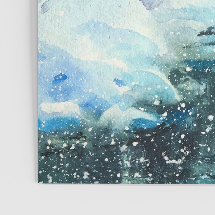 Snowy Northern Lights Forest Landscape Poster Gallery Image 3