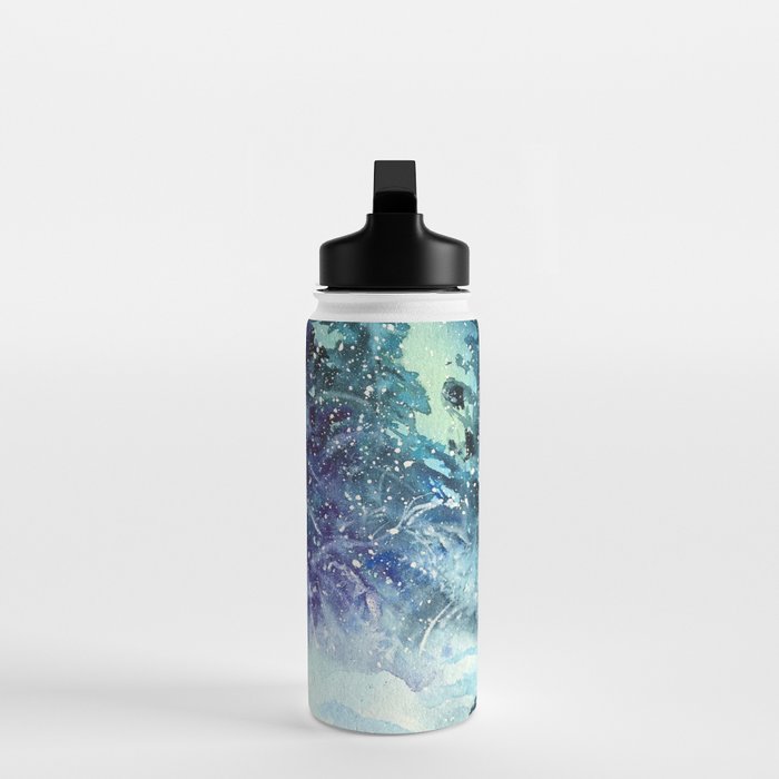 Snowy Northern Lights Forest Landscape Water Bottle Gallery Image 3