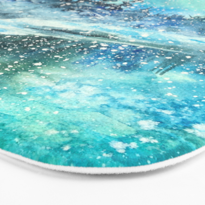 Snowy Northern Lights Forest Landscape Bath Mat Gallery Image 3