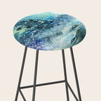 Snowy Northern Lights Forest Landscape Stool Gallery Image 2