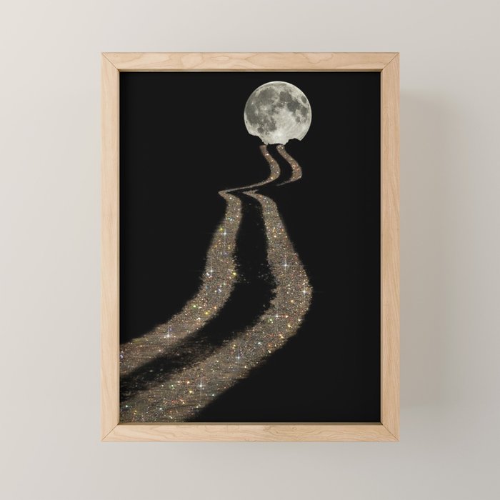 THE MOON | glitter | gold | path | full | planet | star | sky | night | glitter  Mini Art Print Gallery Image 1
