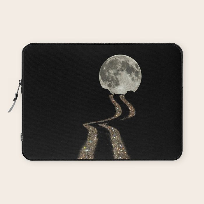 THE MOON | glitter | gold | path | full | planet | star | sky | night | glitter  Laptop Sleeve Gallery Image 1