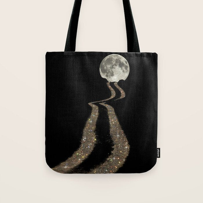 THE MOON | glitter | gold | path | full | planet | star | sky | night | glitter  Tote Bag Gallery Image 1
