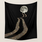 THE MOON | glitter | gold | path | full | planet | star | sky | night | glitter  Wall Tapestry Gallery Image 4