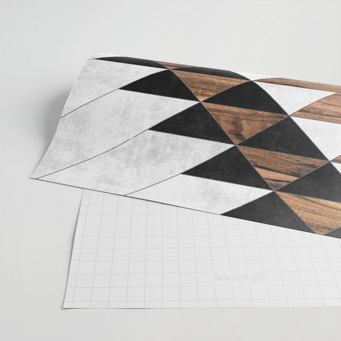 Urban Tribal Pattern No.9 - Aztec - Concrete and Wood Wrapping Paper Gallery Image 2