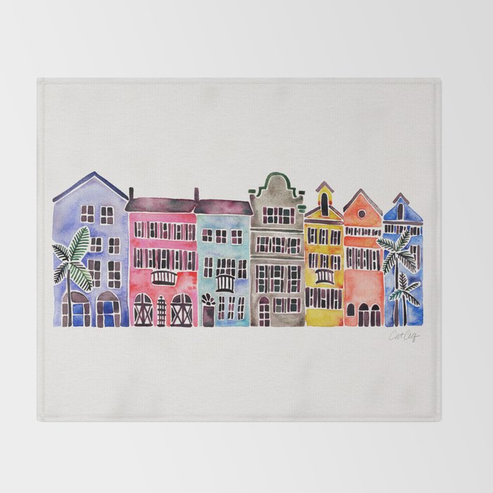 Rainbow Row - Charleston Throw Blanket Gallery Image 2