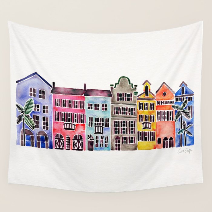 Rainbow Row - Charleston Wall Tapestry Gallery Image 4