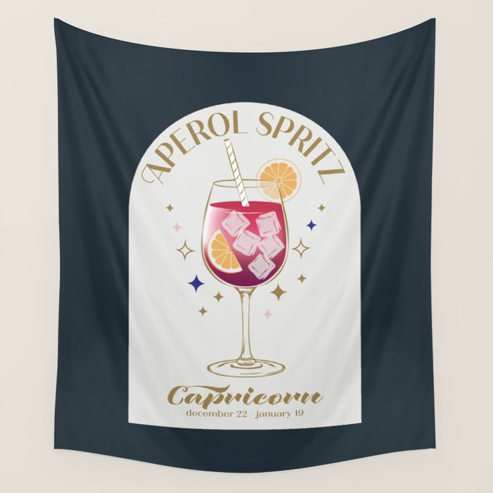  Aperol Spritz Cocktail Zodiac Sign Wall Tapestry Gallery Image 1